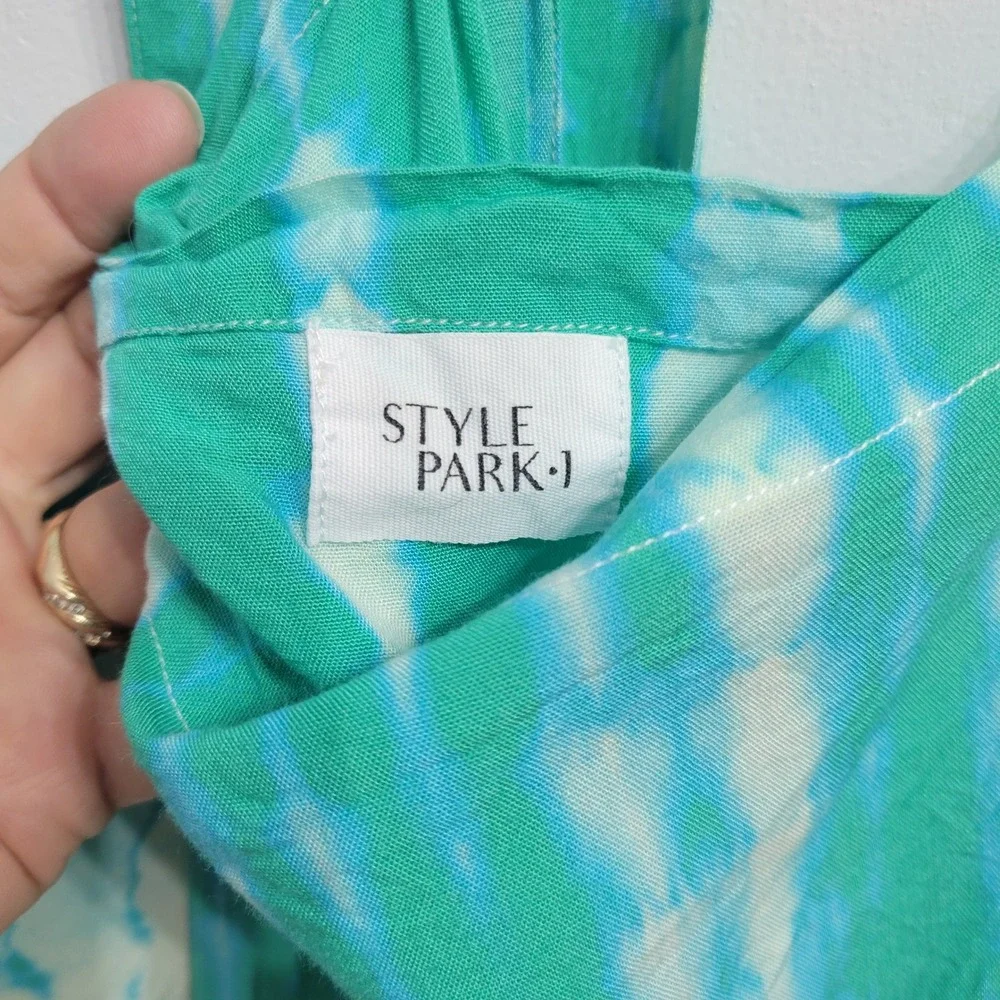 Style Park-J Tie Dye 3-Piece Set Women Turquoise Kimono Pants Bag Resort  Elasti